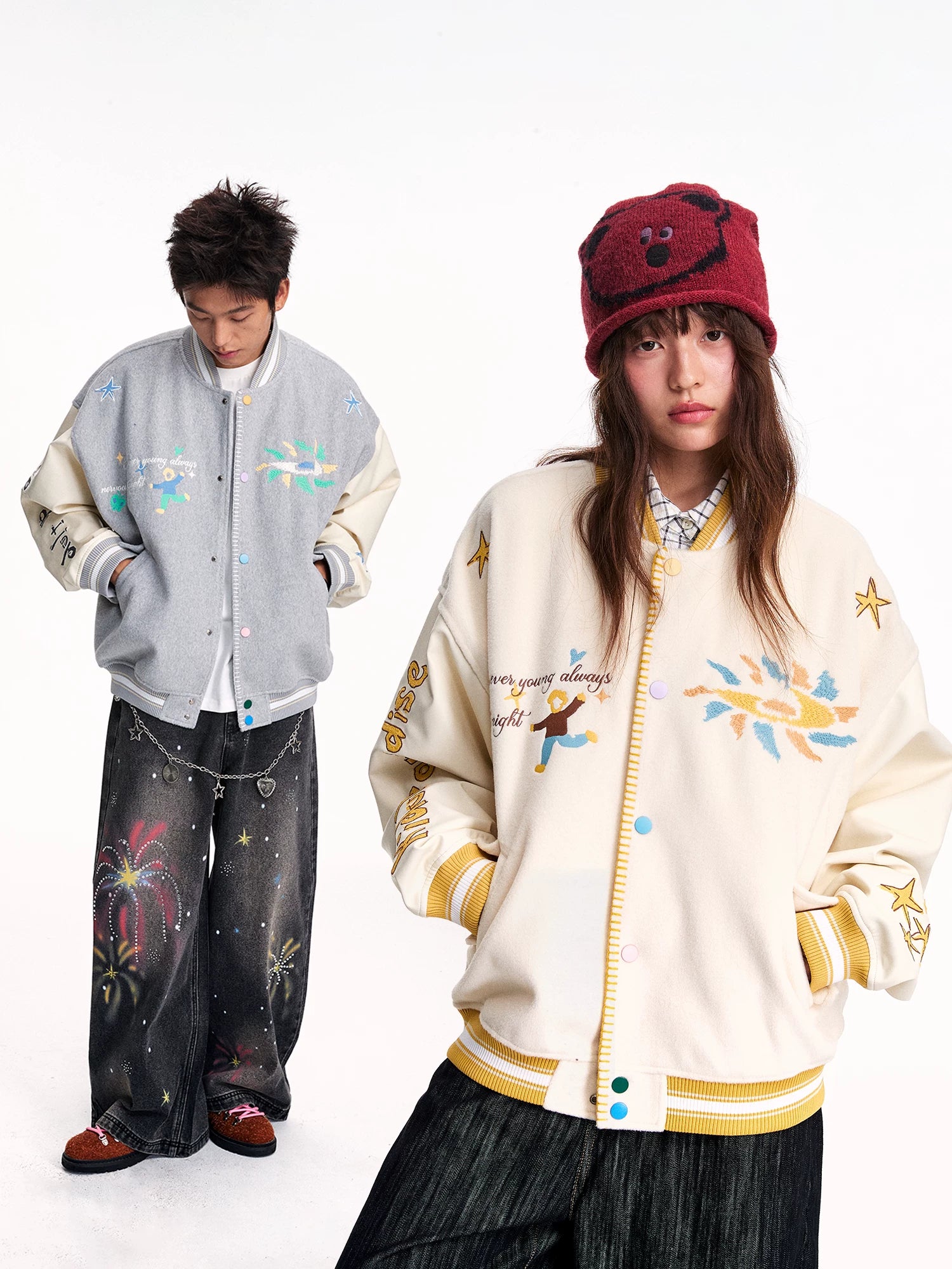 Mr. Jiangnan NewJNXS “Big Kids’ Paradise” Contrast Stitch Baseball Jacket