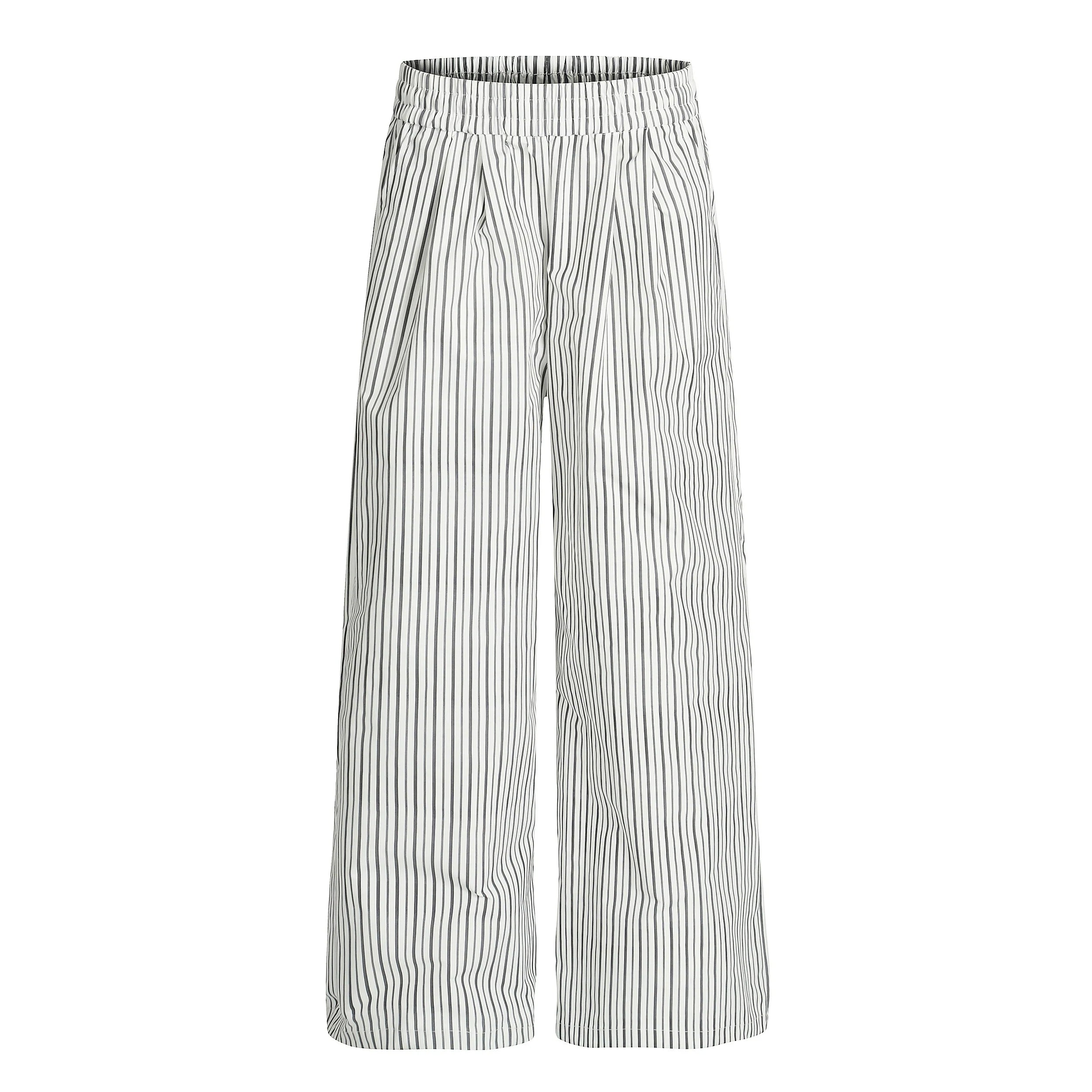 MADWITCH Vintage Lazy Striped Elastic Waist Casual Pants