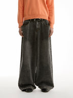 FUNKYFUN Big Moon Bag Mouth Design Washing Water Old Jeans