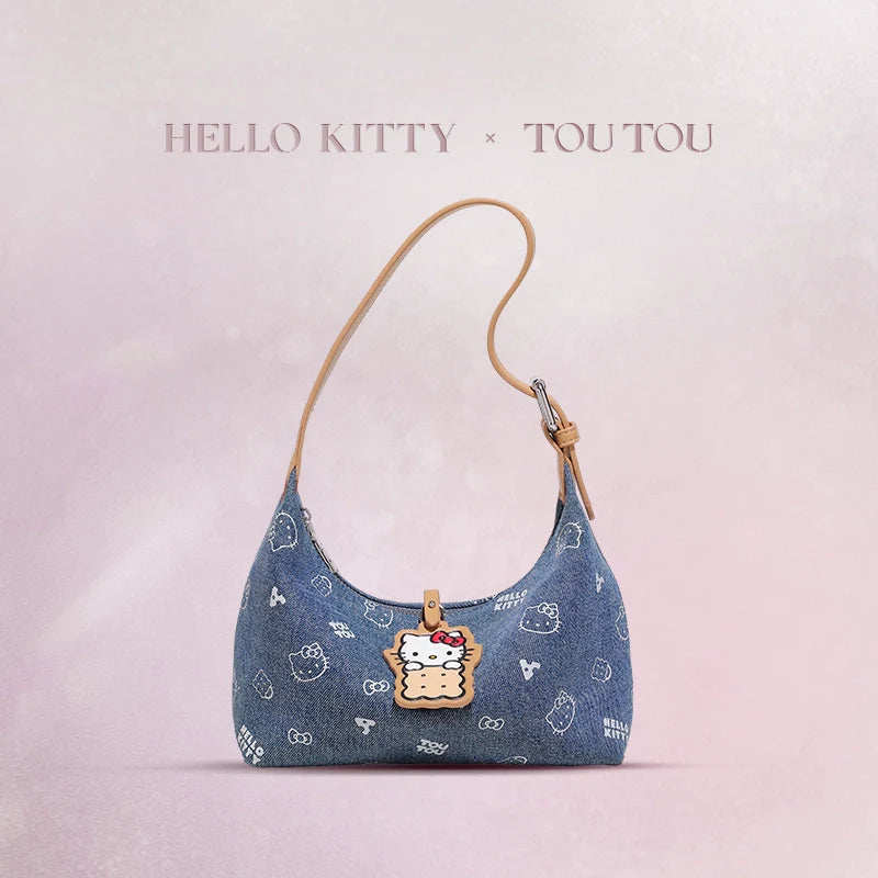 TOUTOU HelloKitty Denim Underarm Crossbody Bag