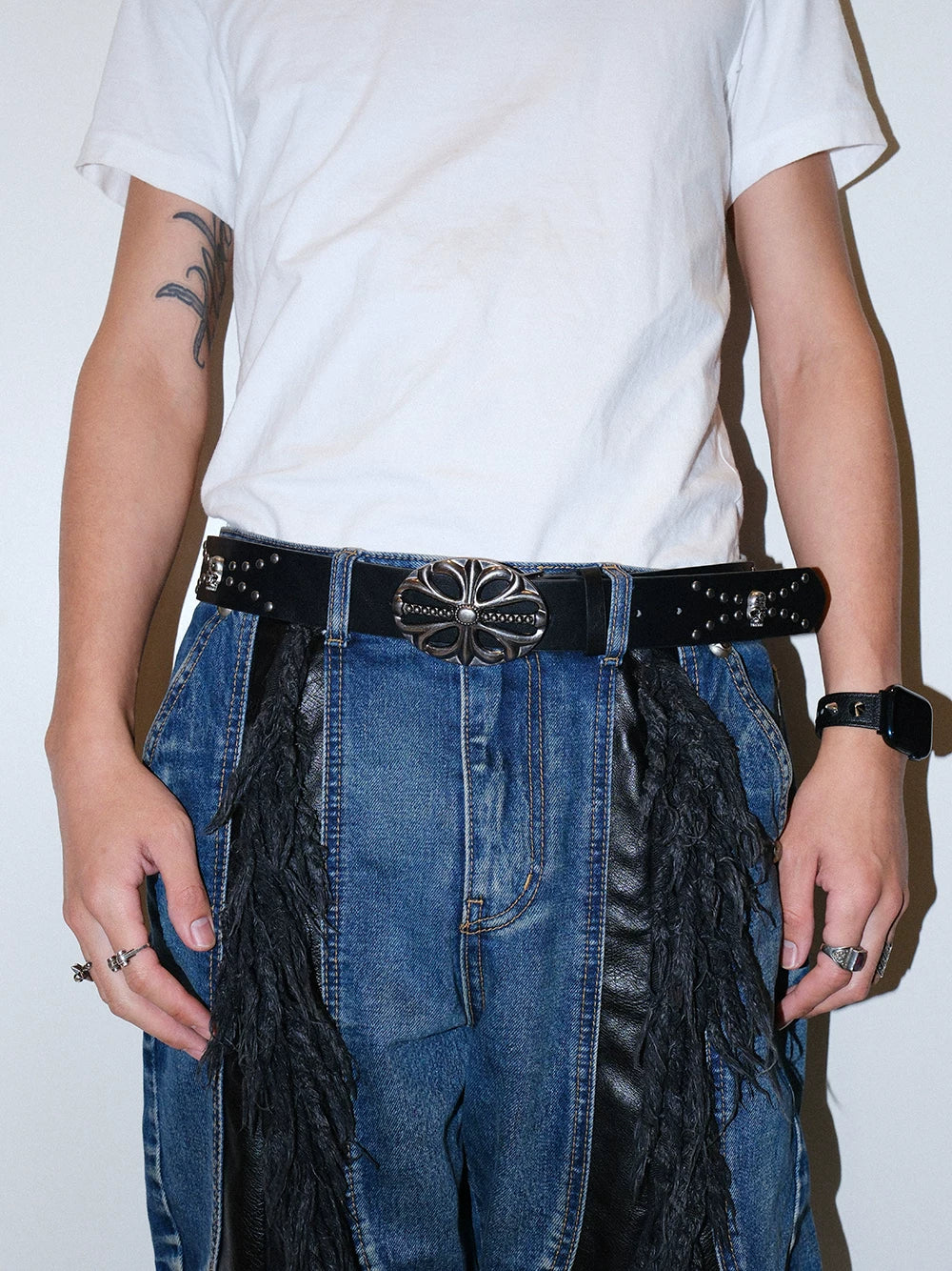 Darkblue Store Star Carved Skull Punk Motorcycle Belt