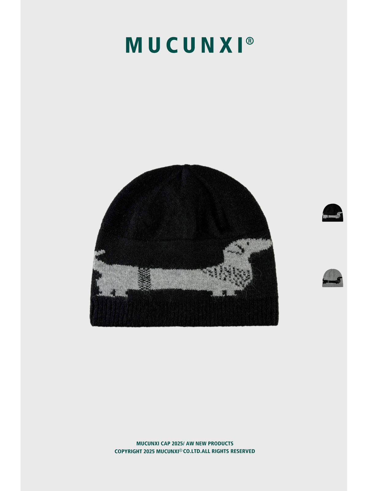 MUCUNXI Wool Blend Dachshund Jacquard Knit Beanie