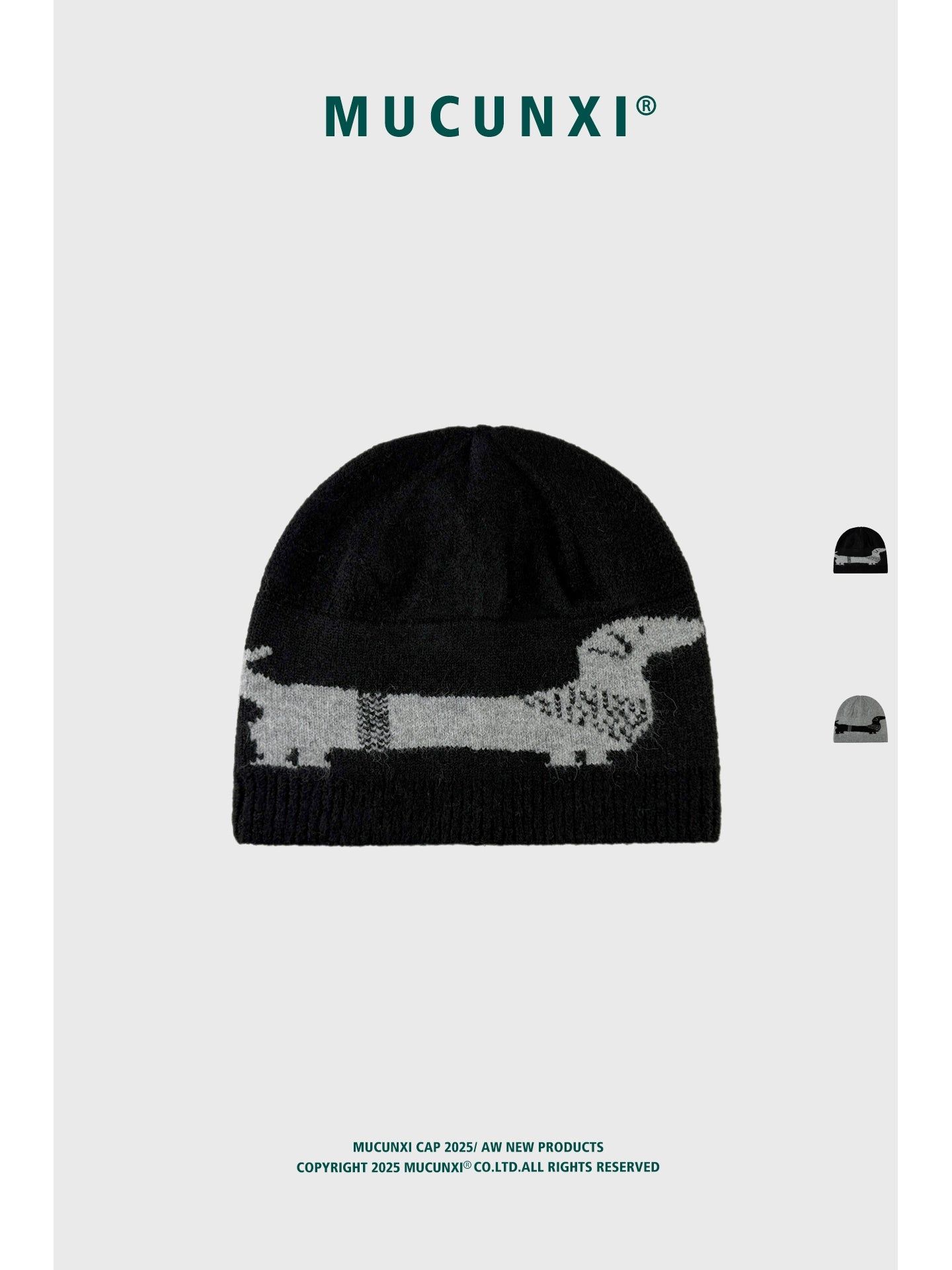 MUCUNXI Wool Blend Dachshund Jacquard Knit Beanie