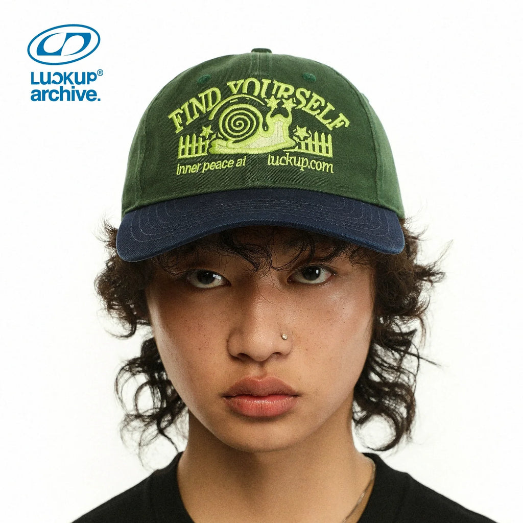 LUCKUP Snail Embroidery Color Matching Retro Baseball Cap