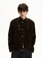 ISIETS Harrington Stand Collar Suede Work Jacket