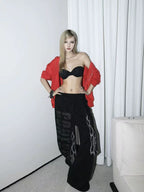 noEmosen Confront Slogan Flame Streamer Sweatpants