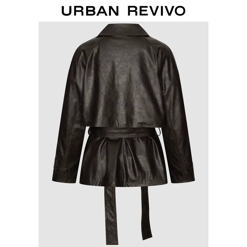 Urban Revivo Women's Amber PU Leather Belt Jacket
