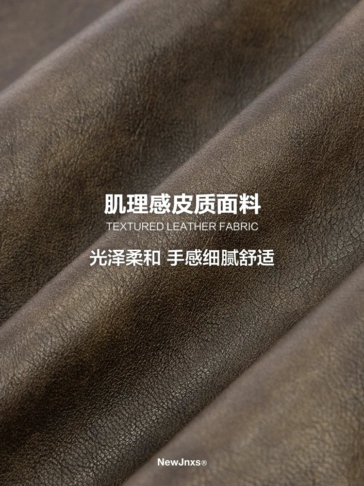 Mr. Jiangnan NewJNXS Retro Deconstructed Embroidered Leather Jacket