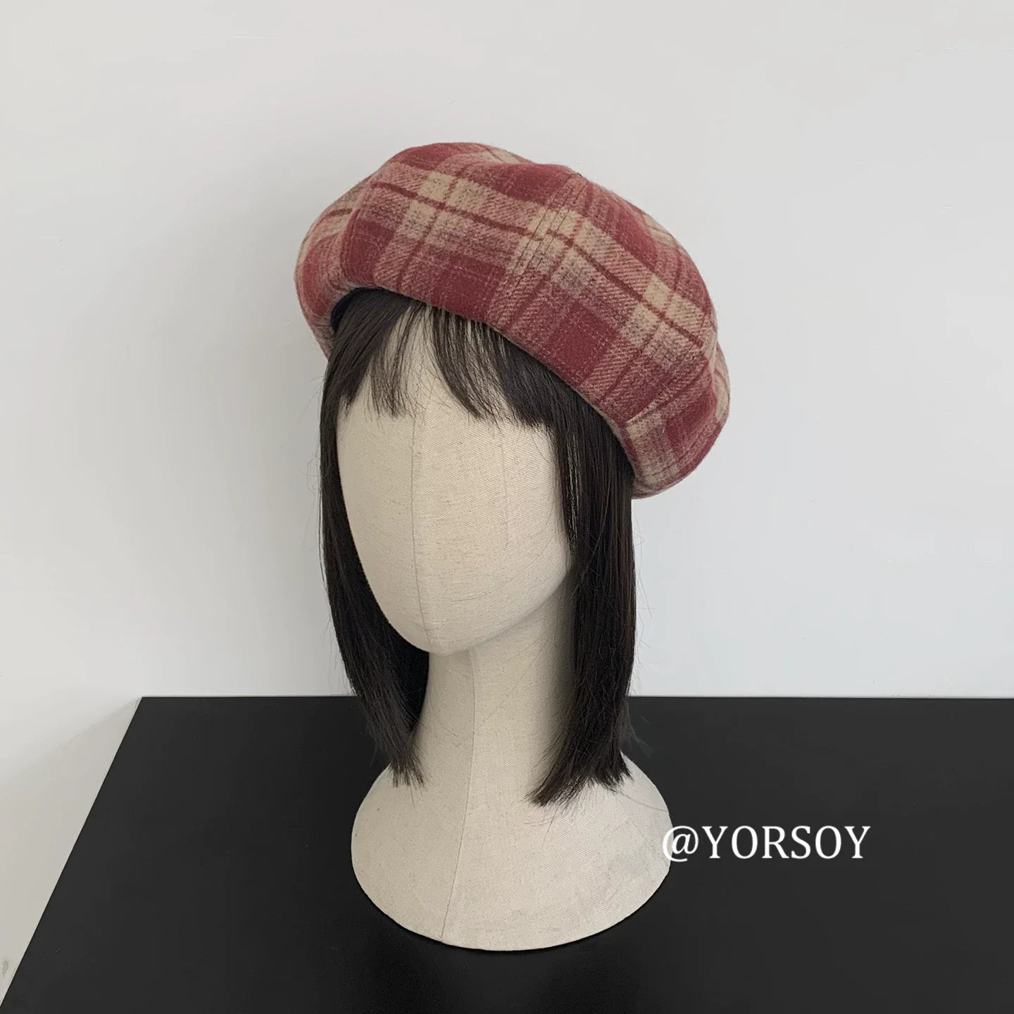 YORSOY Vintage College Plaid Beret