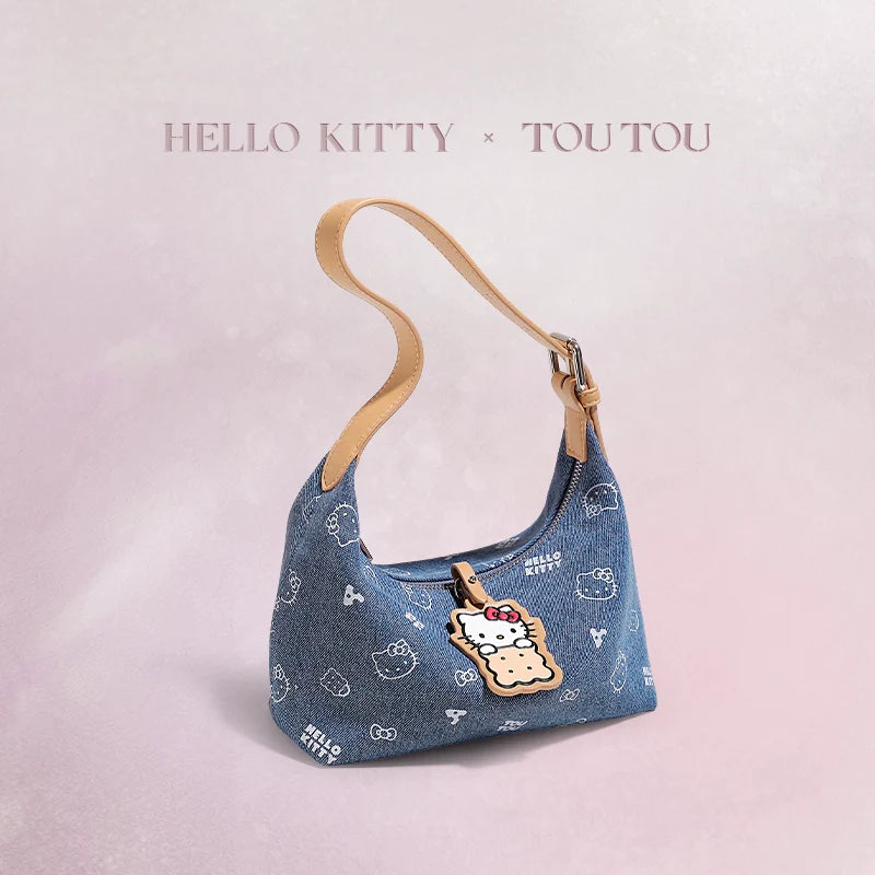 TOUTOU HelloKitty Denim Underarm Crossbody Bag
