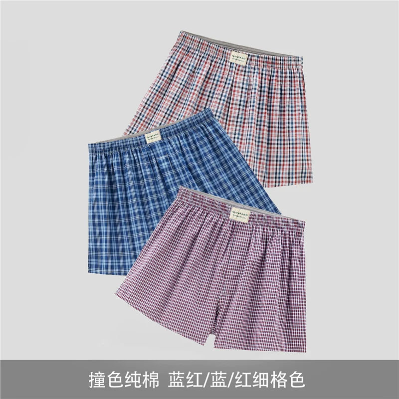 Giordano Underwear Men's Three-Pack Cotton Woven Contrast Boxers