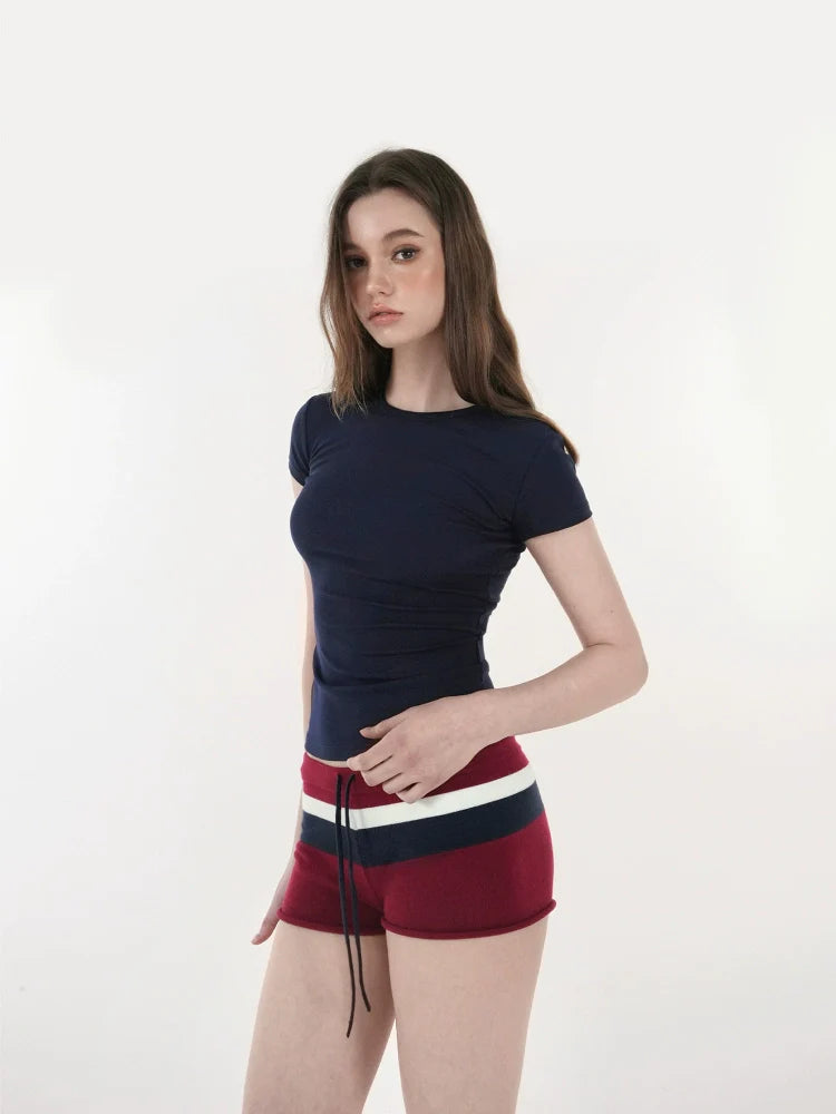 Jim Kennet Vintage Contrast Wide Stripe Knitted Shorts