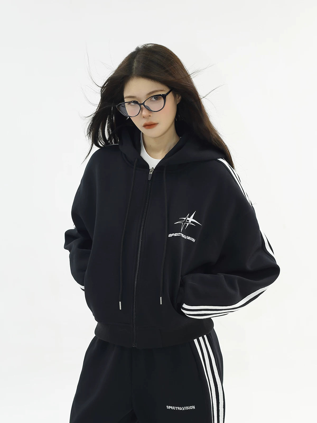 KKBBU Three Stripe Lazy Jacket Sweatshirt Set