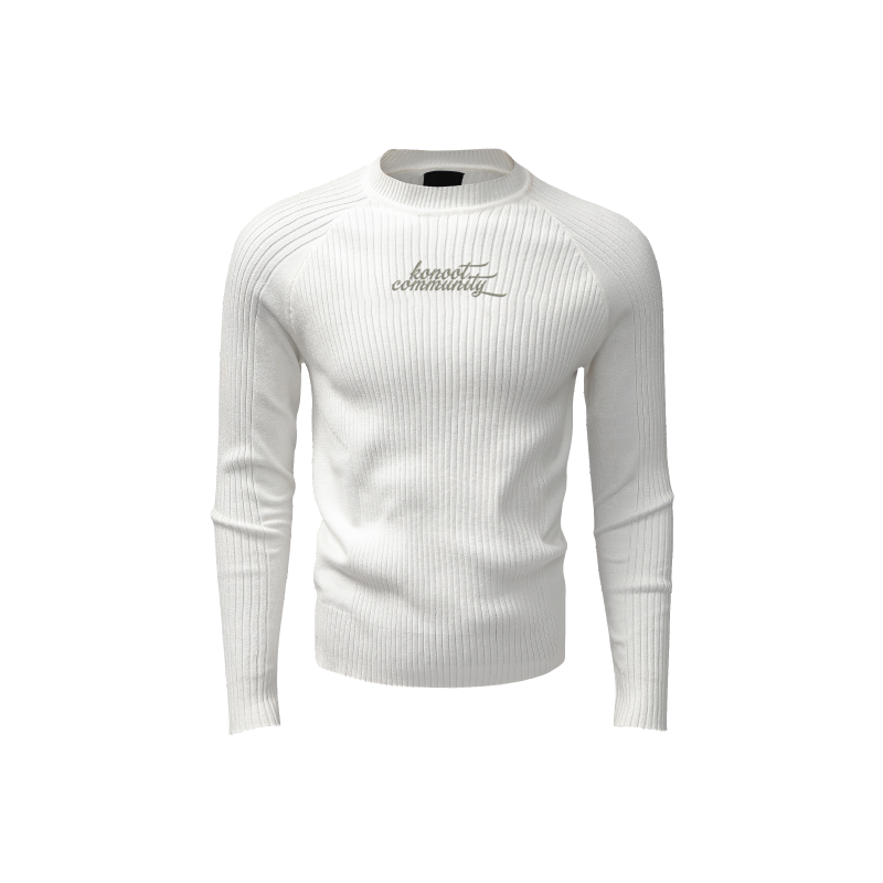 Community Letter Embroidery Slim Fit Sweater