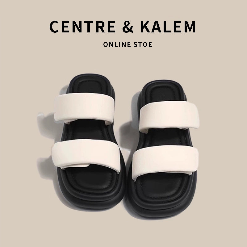 CENTREKALEM Thick-Soled One-Line Summer Slippers
