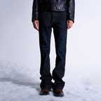 noEmosen Waxed Gradient Pleated Micro-Flared Jeans