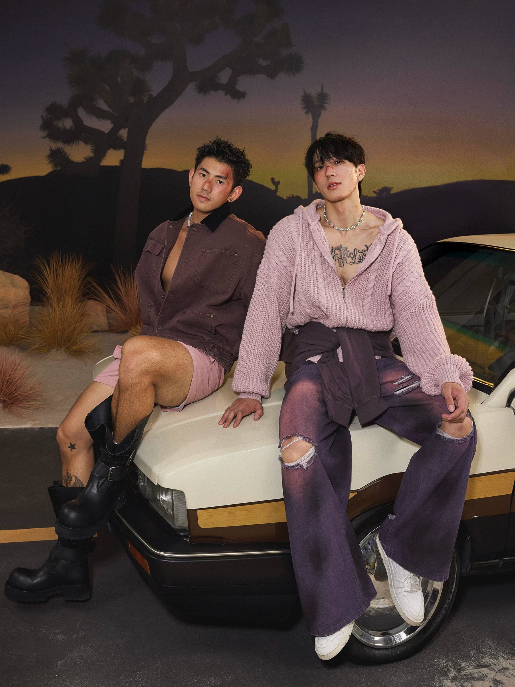 Papaslilmonster Newspaper Gradient Ripped Suit