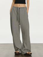 Anna Aneae Striped Lazy Loose Casual Straight Pants