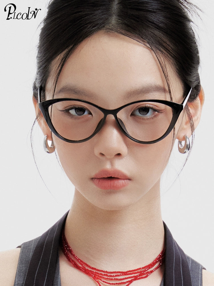 PLCOIN Ultra-Light Cat-Eye Black Frame Glasses Anti-Blue Light Myopia
