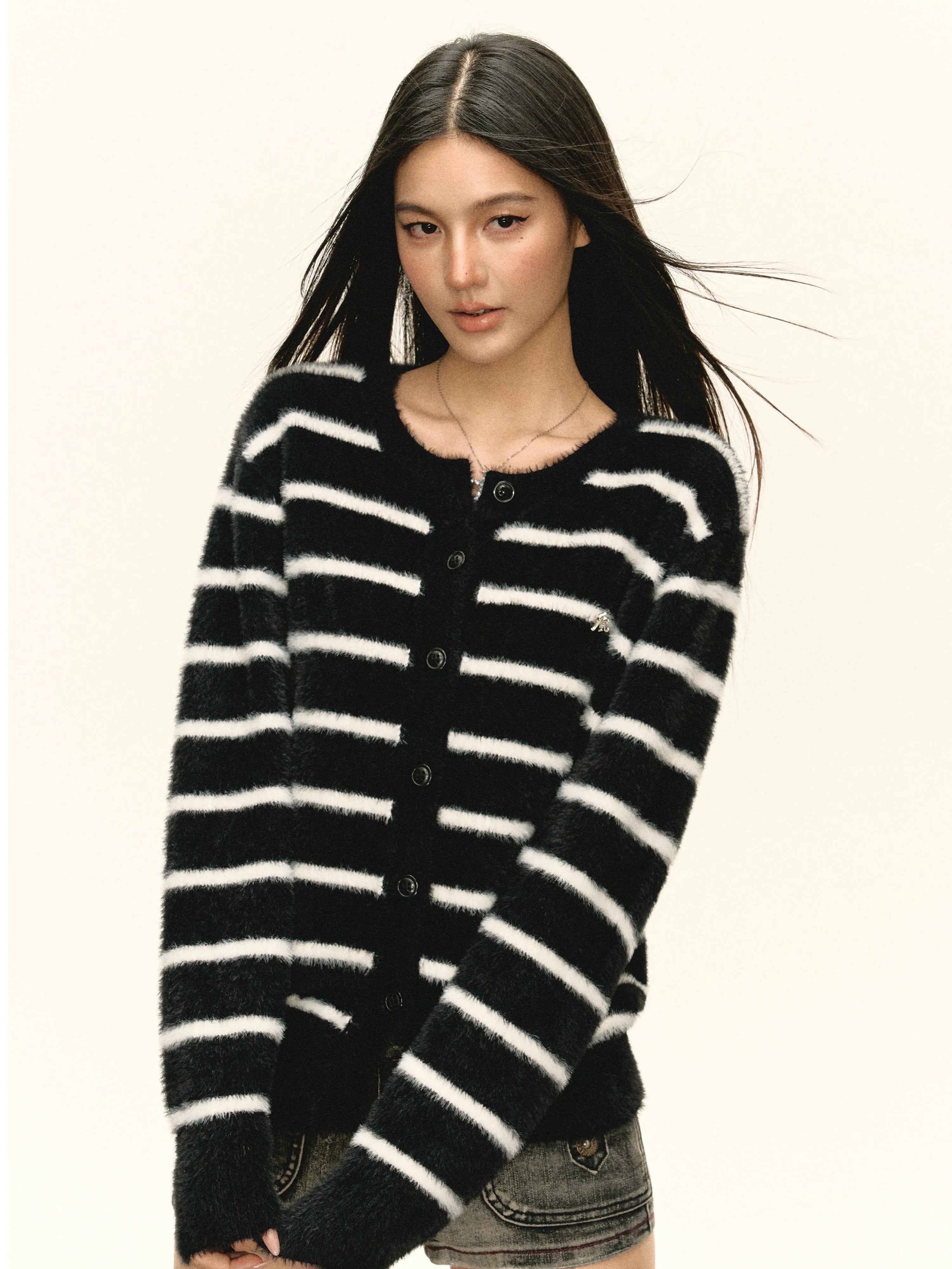 Ariseism Vintage Striped Cardigan Sweater Jacket