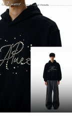 A PUEE Letter Pearl Short Front Shoulder Ruffian Sweater