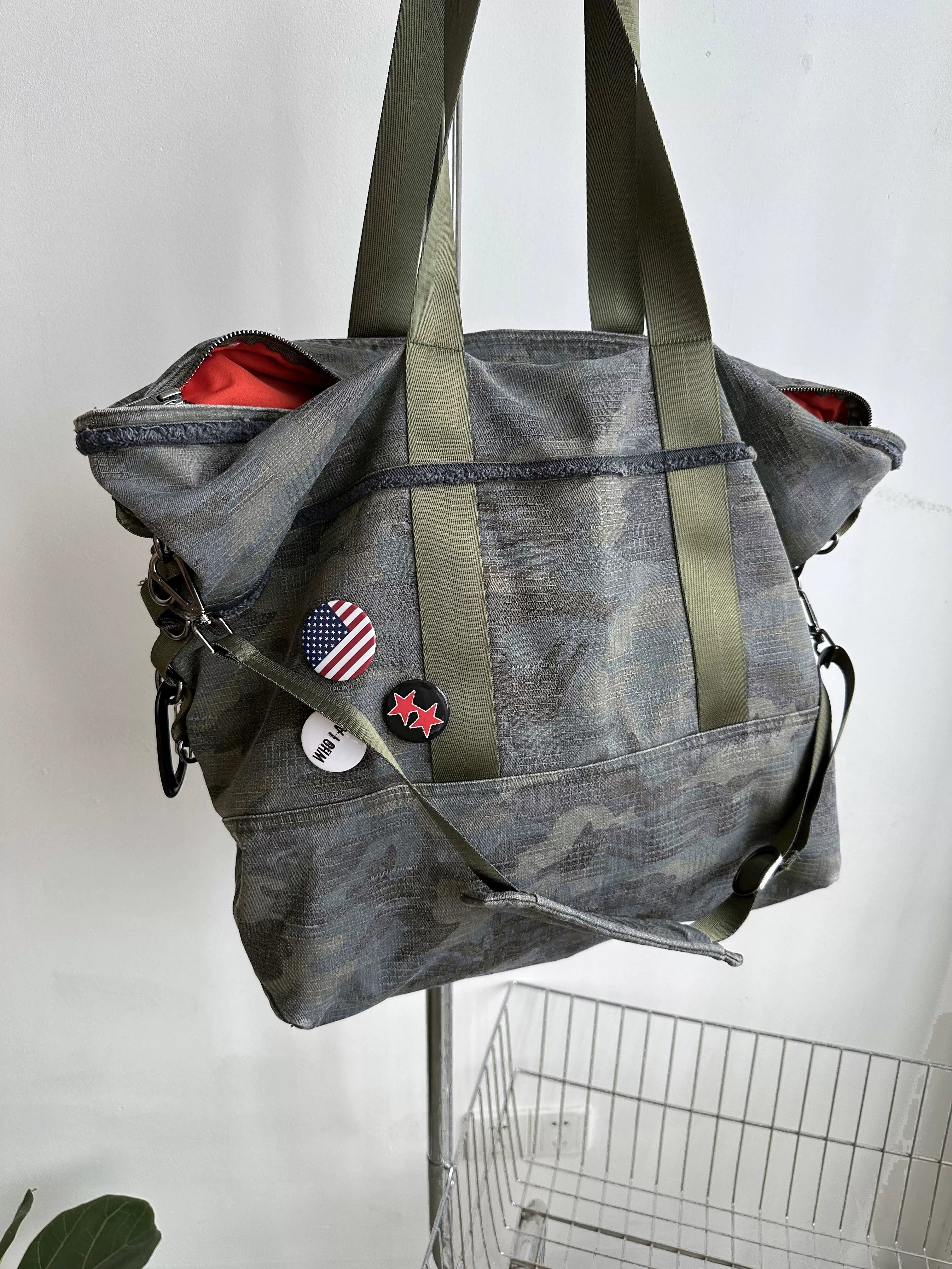 InsGale Washed Camouflage Rough Crossbody Tote Bag
