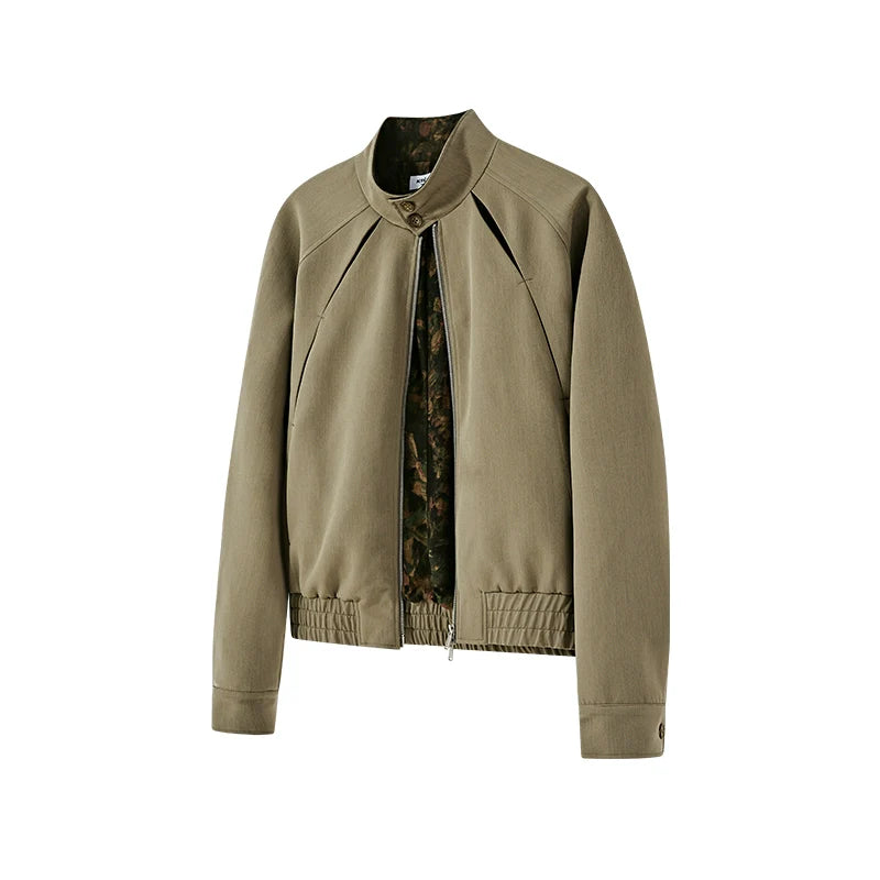 KREATE Contrasting Stand-up Collar Jacket
