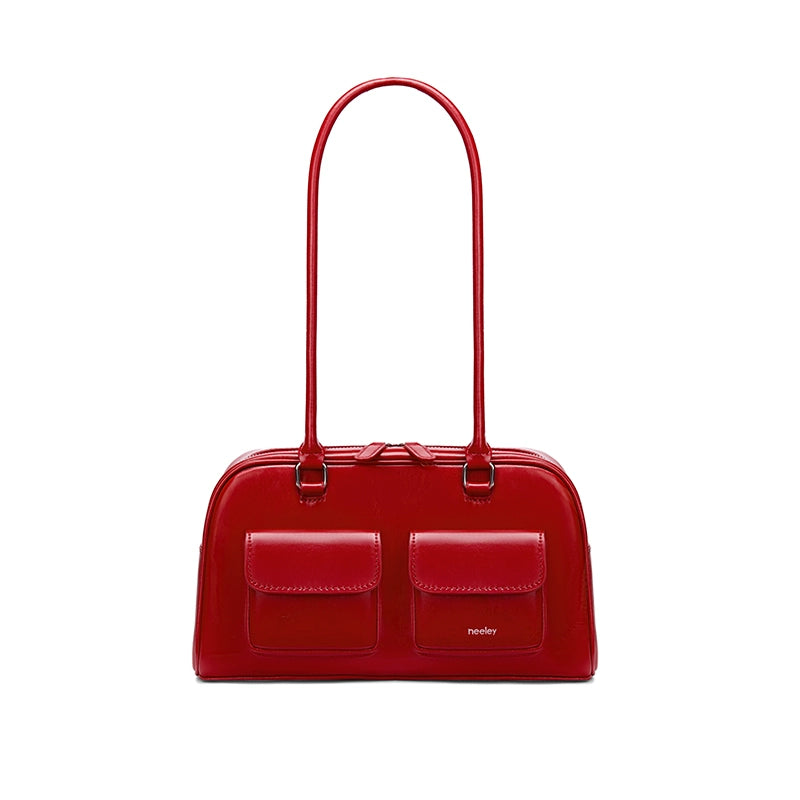 Neeley Red Leather Boston Bowling Bag