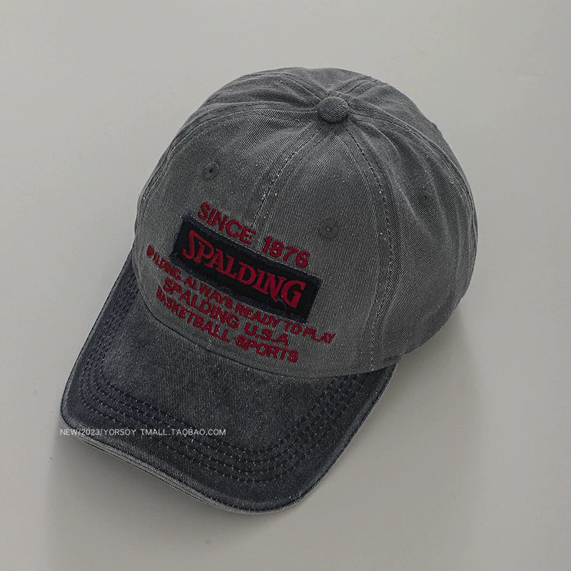 YORSOY Retro Color Matching Letter Soft Top Casual Baseball Cap