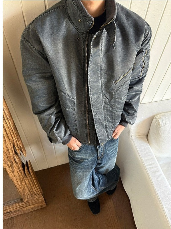 EME Old Dirty Dyed Stand-up Collar Thermal Jacket