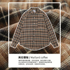 American Retro British Plaid Long-Sleeve Shirt