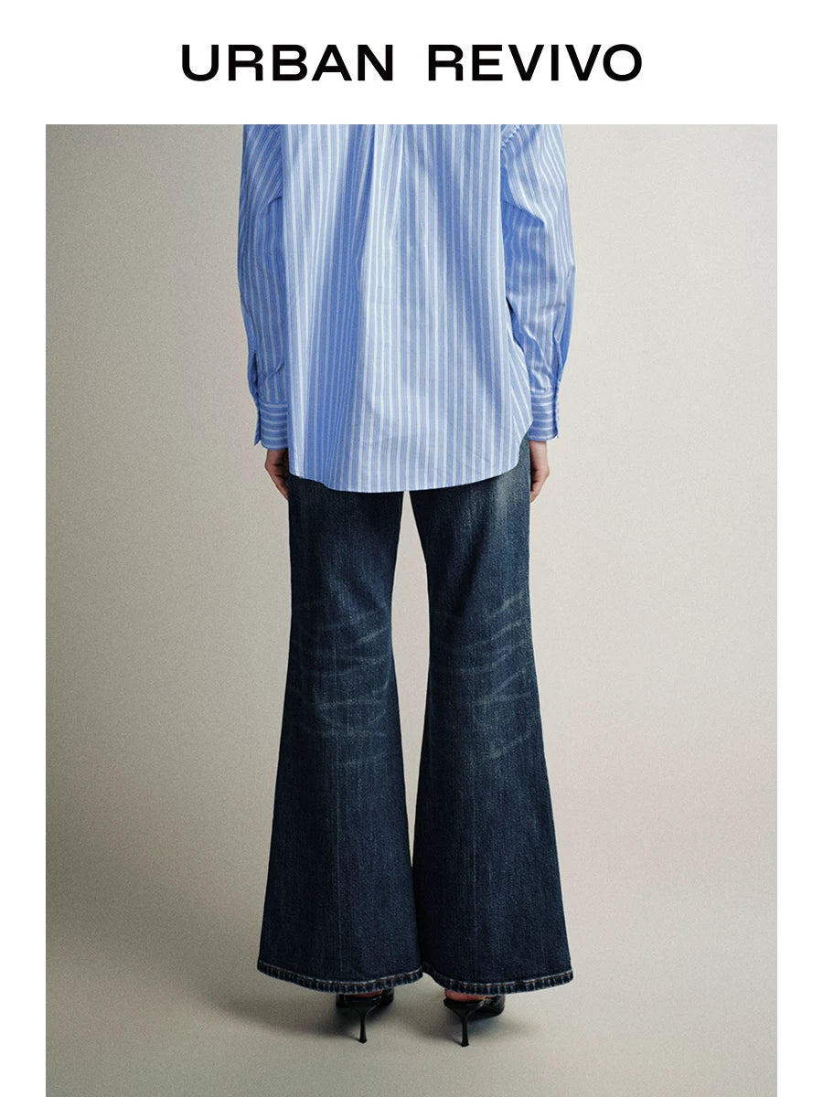 Urban Revivo Washed Belt Flared Jeans