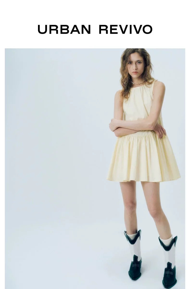 URBAN REVIVO Multi-strap Cotton Sleeveless Dress