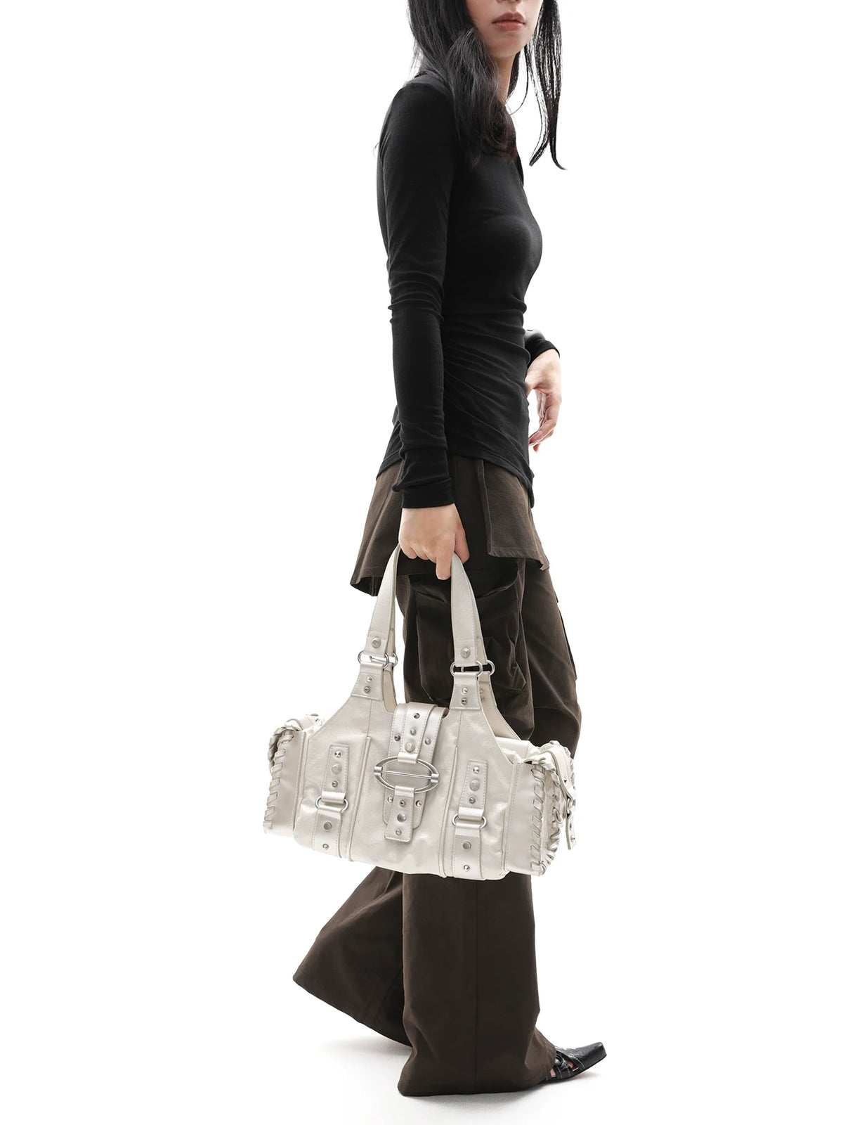 JANDRESS Snakeskin Rivet Underarm Bag