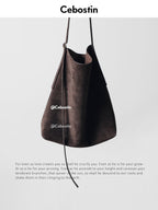 Cebostin First Layer Matte Cowhide Large Capacity Bucket Bag