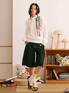 DONSMOKE Front Shoulder Vertical Word Versatile Hooded Sweater