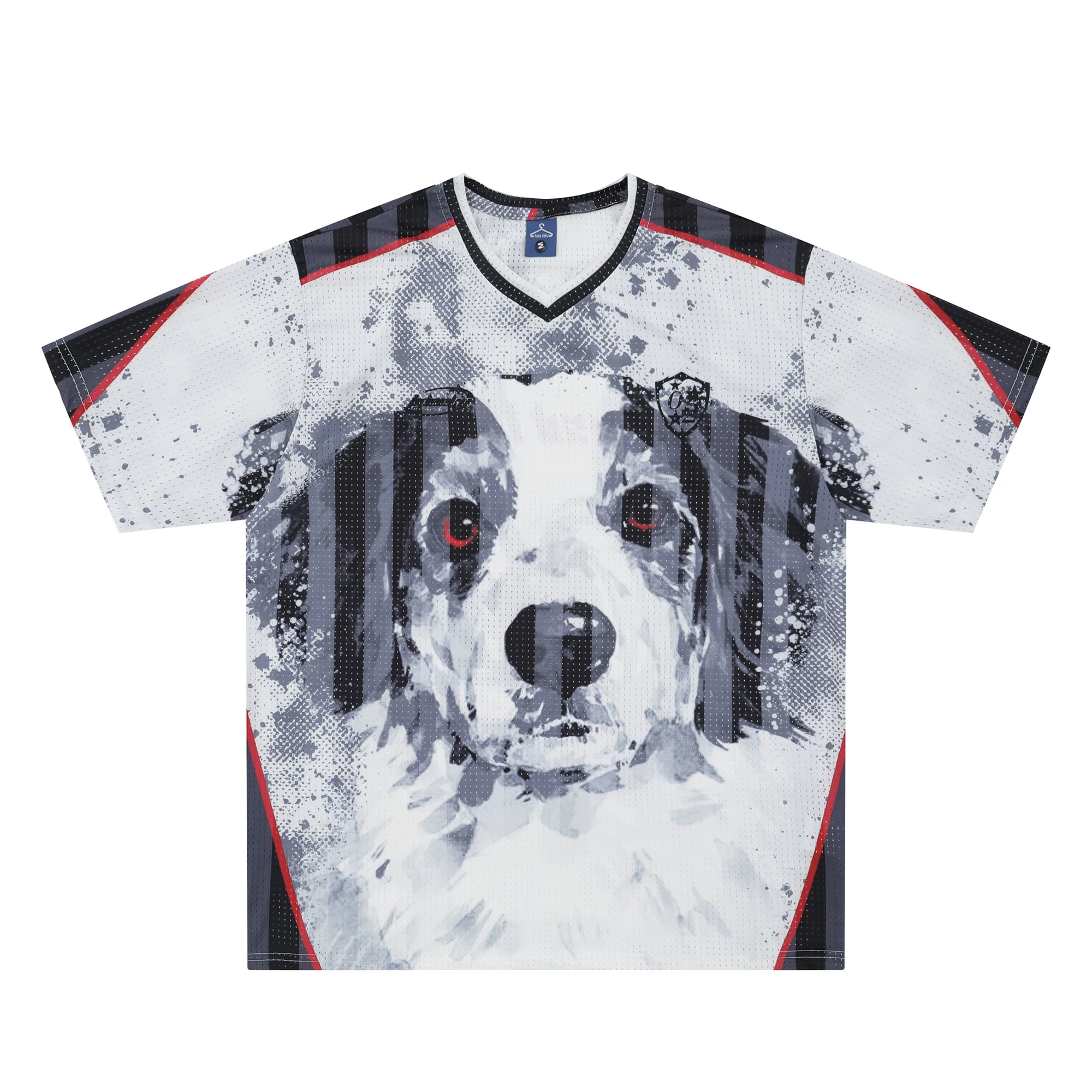 SIXMINU Splicing Breathable Dog Hip Hop V Neck T Shirt