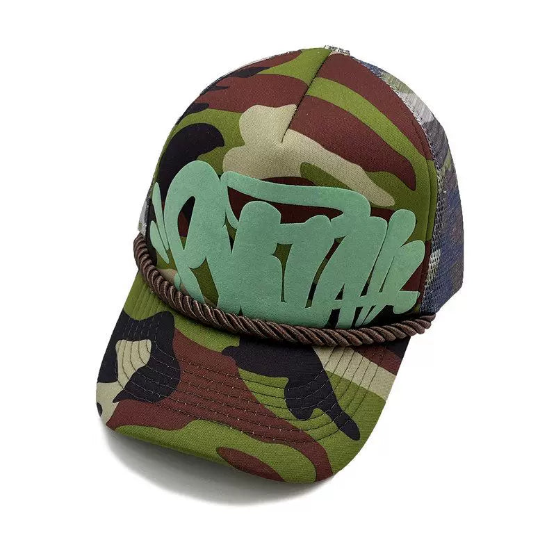 Cross Border Letter Printing Mesh Peak Cap