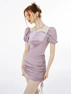 Imone Slim and Thin Velvet Love Splicing Pleated Dress
