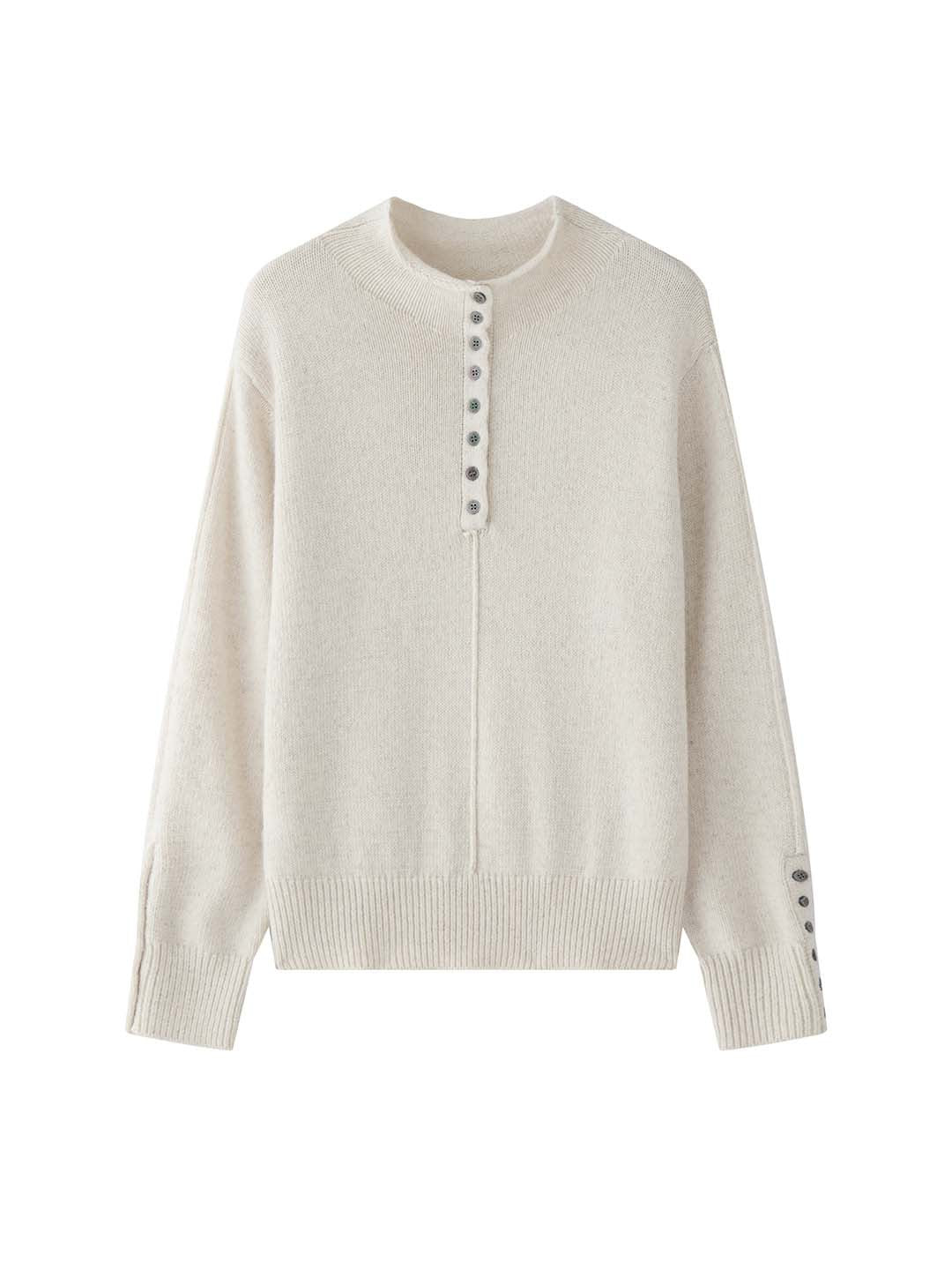 Louvre Winter Korean Style Half Turtleneck Multi-Button Knit Sweater