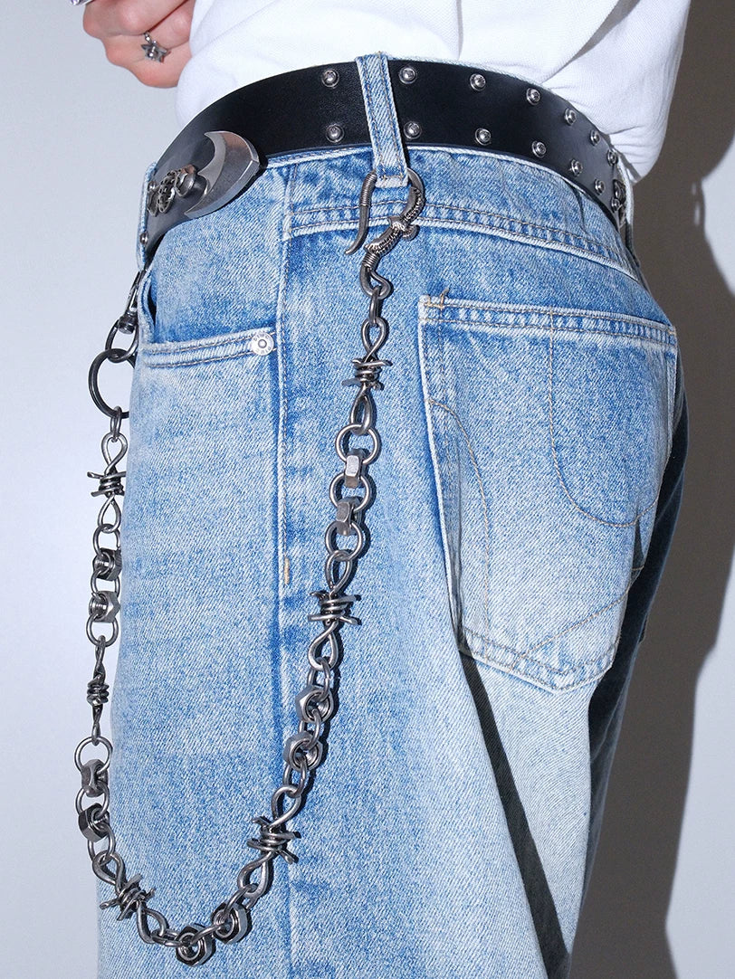 Darkblue Store Retro Silver Thorn Nut Simple Trouser Chain