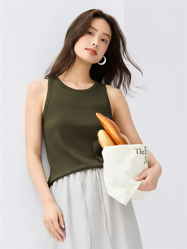 Giordano Elastic Pit Strip Slim Fit Crew Neck Sleeveless Tee