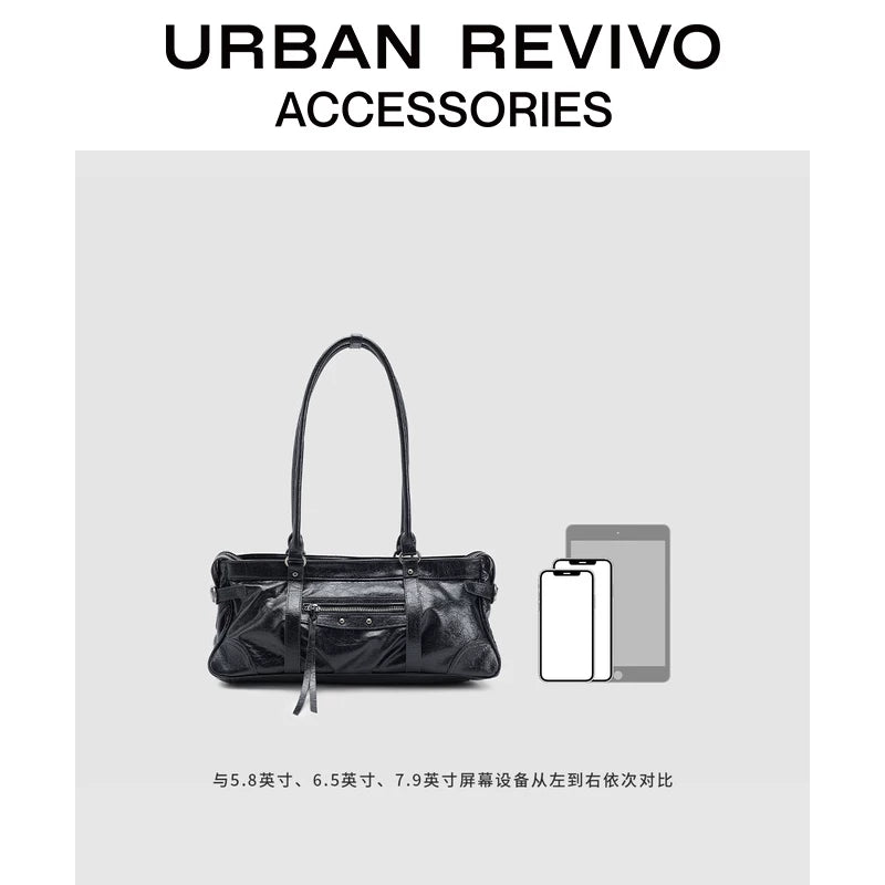 Urban Revivo Women's Oil Wax Leather Shoulder Bag