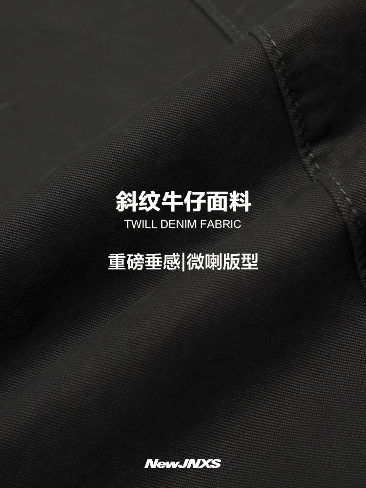 Mr. Jiangnan NewJNXS Retro Distressed Cotton Twill Bootcut Jeans