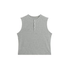 FUNKYFUN Versatile Henry Neck Loose Sleeveless Vest