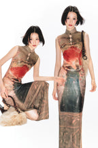 YEDM Goldfish Flag Print Dress