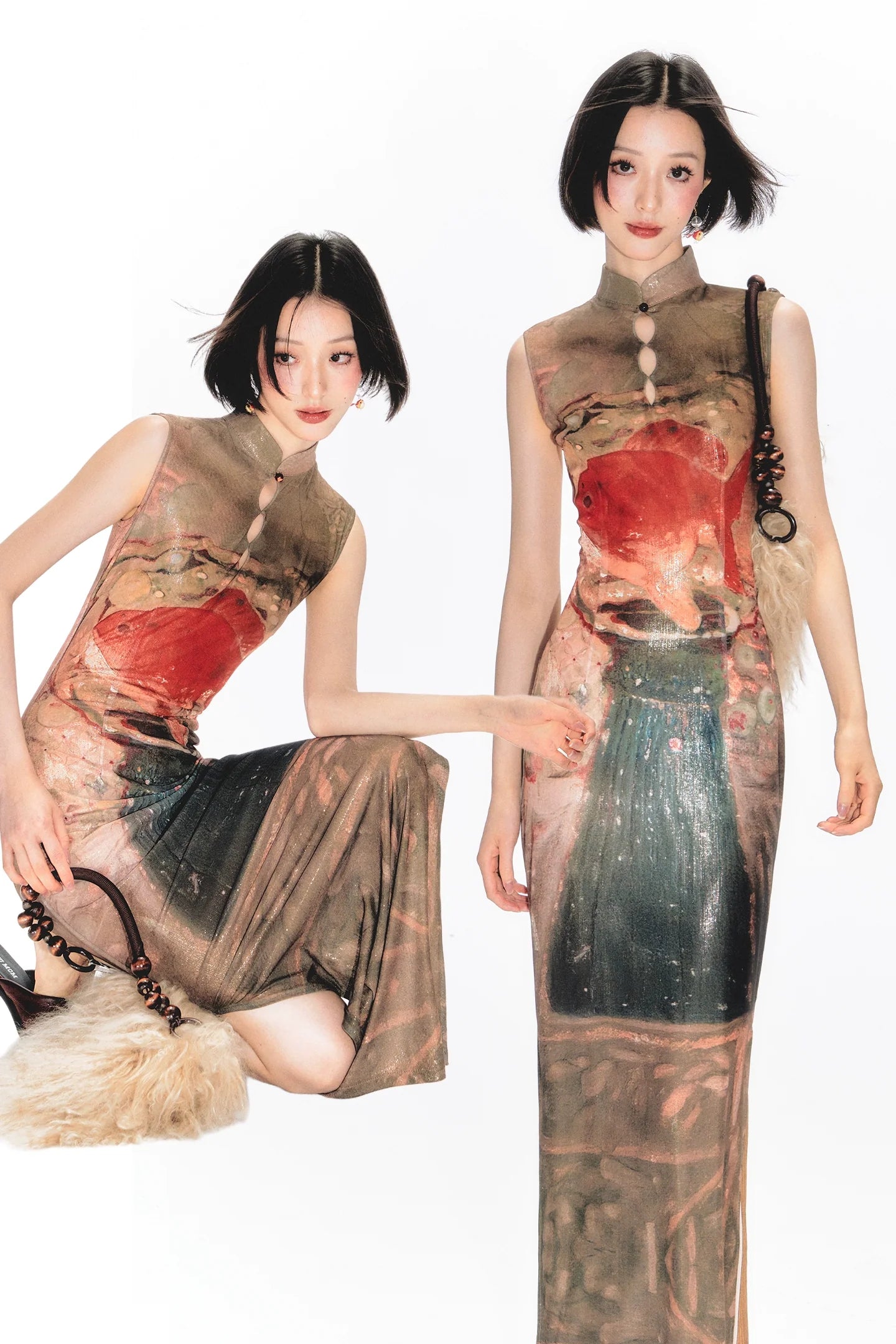 YEDM Goldfish Flag Print Dress