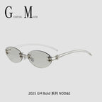 GM Retro Oval Star Sunglasses Korean Y2K Rimless Style