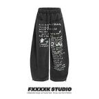 FXK Original Distressed Letter Print Wide Leg Pants