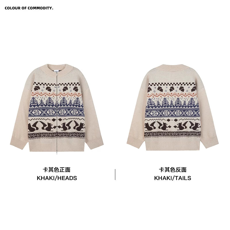 Mr. Jiangnan NewJNXS “Fair Isle Night” Stand Collar Jacquard Sweater